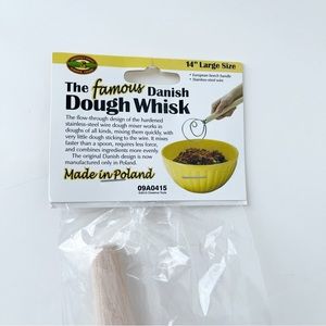 The Famous Danish Dough Whisk European Beech Handle Stainless-Steel Wire 14”